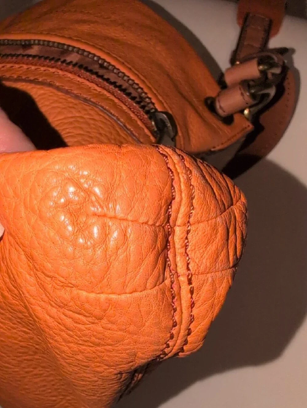 Fossil Explorer Orange Leather Foldover Convertible Crossbody Tote - Picture 12 of 16